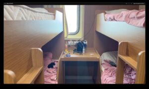 Cabin with 2 bunk beds on the Caspian Sea ferry