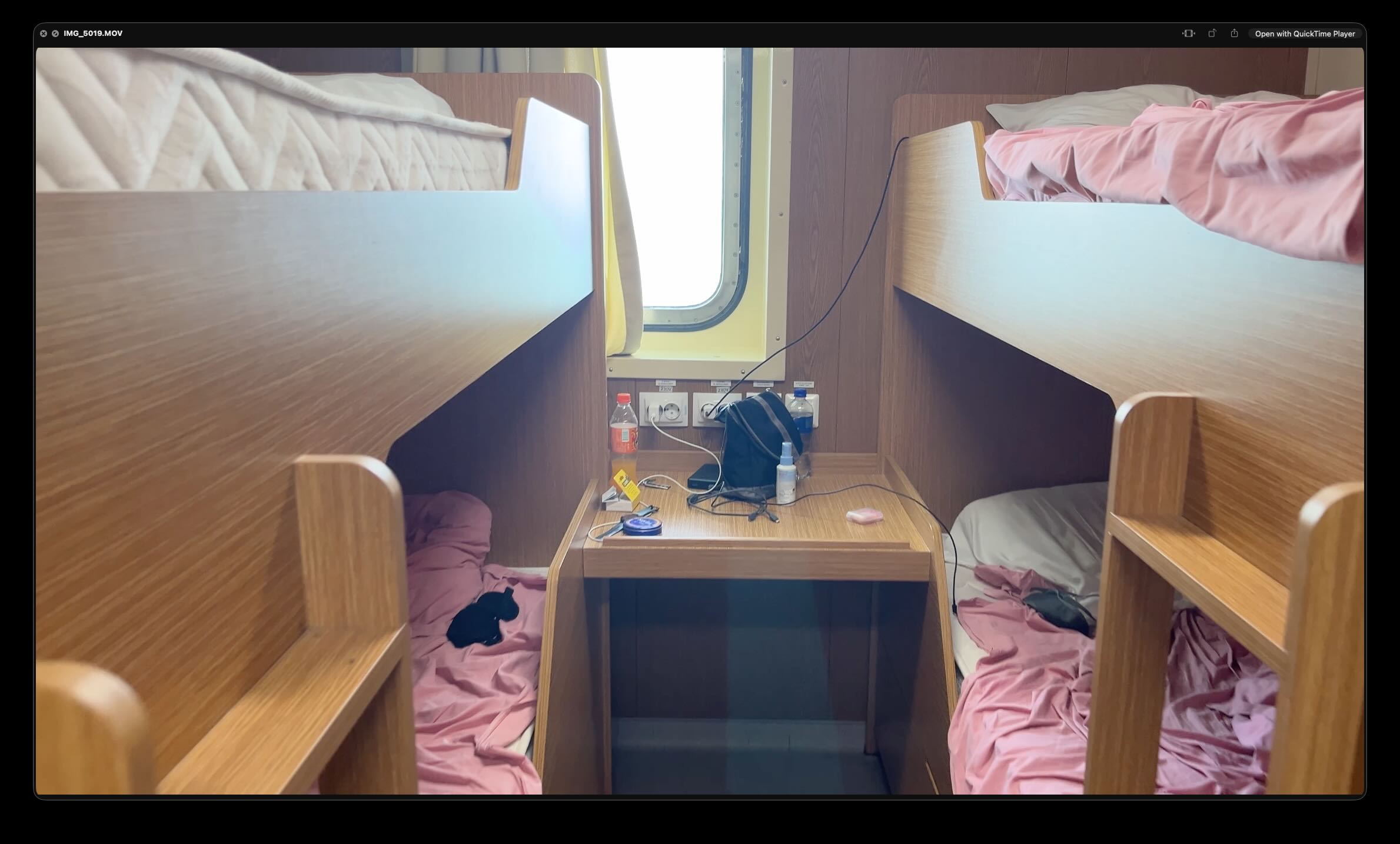 Cabin with 2 bunk beds on the Caspian Sea ferry