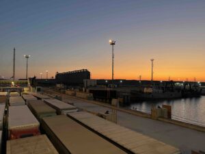 Sunrise over the Port of Kuryk