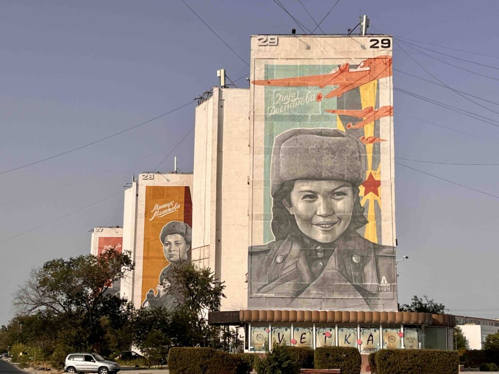 Mural on a residential building in Aktau